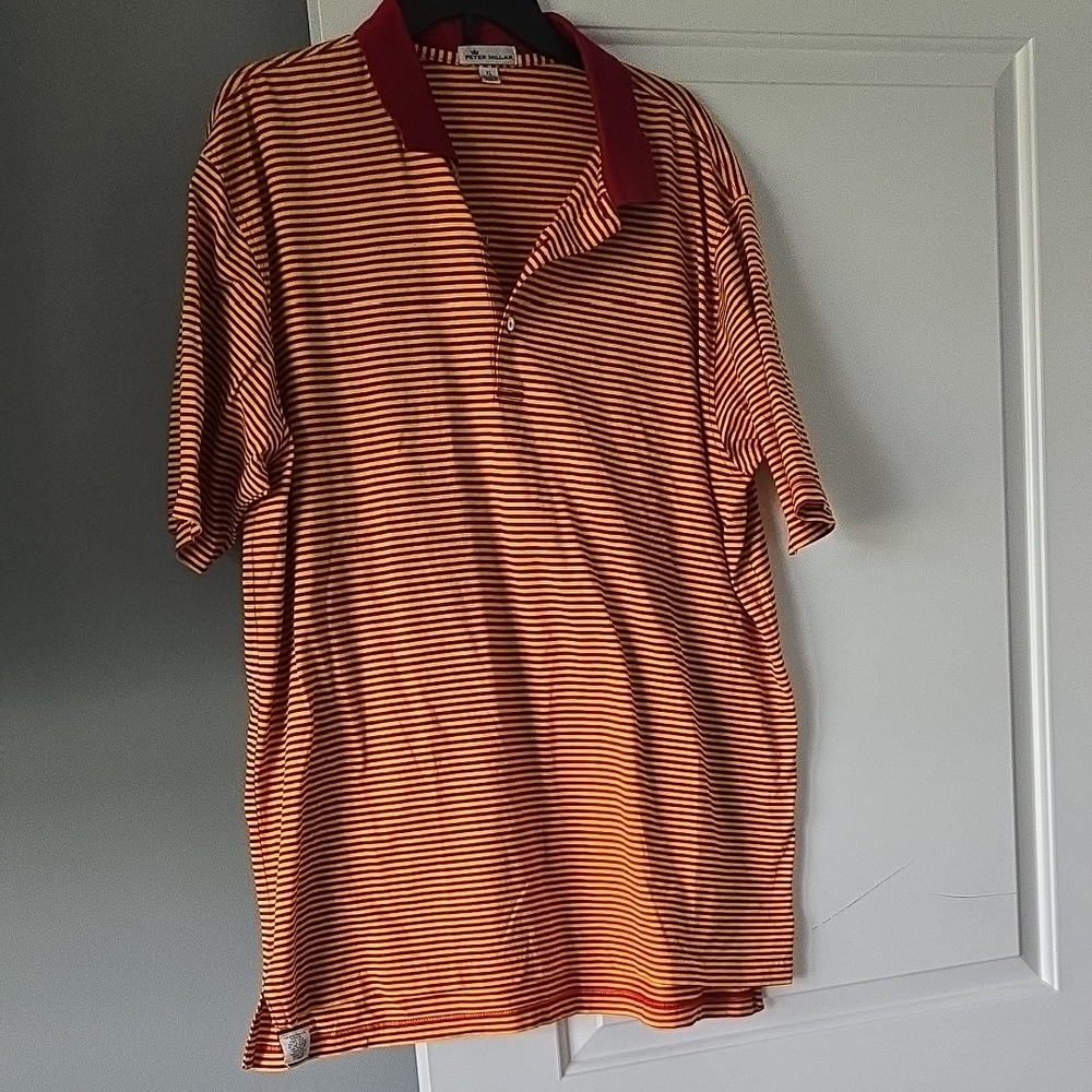 Striped Polo Shirt - Red and Gold